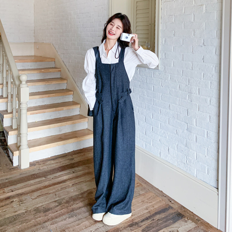 网红炸街显瘦背带裤女春季2025新款洋气减龄设计感宽松时髦连体裤,女装连体裤,2C158