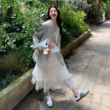 【】秋款时尚个性拼接袖口毛边西装外套C300-9212-P145-K198，女装西装，2C300