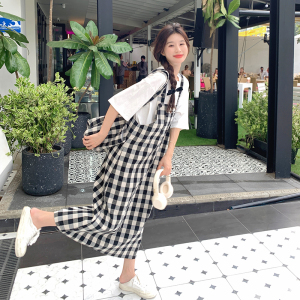 夏装新款2C177-D15-P115-K168黑白格纹背带裙女中长款2025年夏季图片