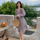 现货法式气质碎花连衣裙V领显瘦小个子2C220-P115K168，女装连衣裙，2C220