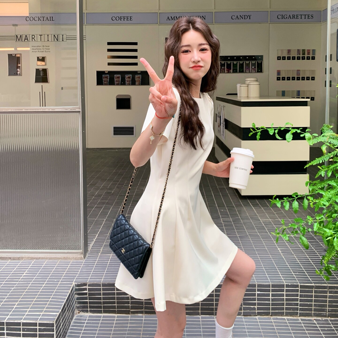 气质名媛优雅风短袖圆领连衣裙女2025新款日系高级感A字连衣裙潮,女装连衣裙,2C325