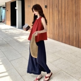 2025夏季新款韩版时尚气质百搭显瘦无袖背心+阔腿裤两件套装女，女装套装/套裙，2C215