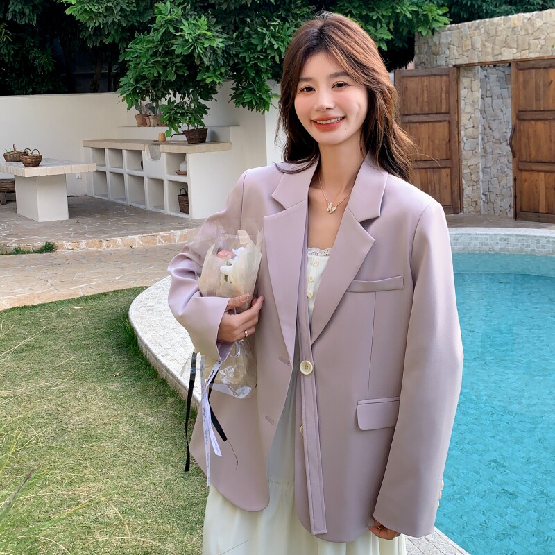 高级感粉紫色西装外套女春季2025年新款高级感气质女神范小众西服,女装西装,2C320
