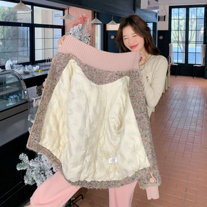 独特设计感灰色短款羊羔毛羽绒服女冬季超火好看高级小众加厚外套图片