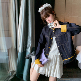 主推现货25秋装新款牛仔外套撞色拼色袖子2D044-709-P125-K188，女装短外套，2D044