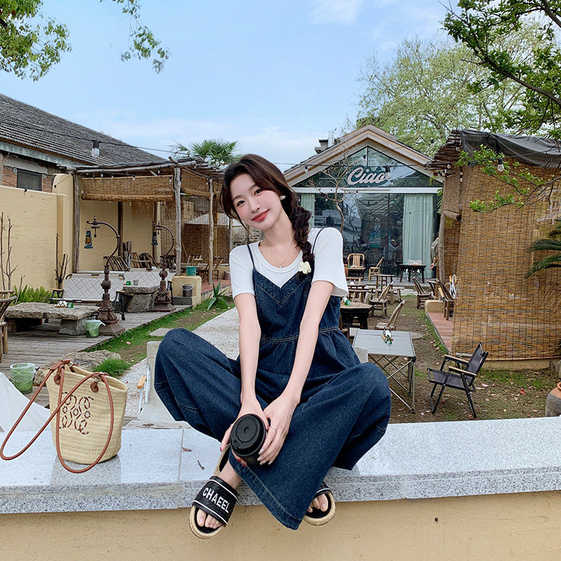 复古牛仔马甲套装女2025春季新款韩系设计感气质休闲阔腿裤三件套,女装套装/套裙,2C233