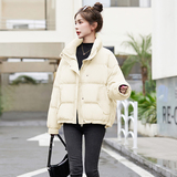 立领面包服女2025年冬季新款宽松休闲韩系通勤羽绒保暖加厚外套，女装羽绒服，蓝朵琳
