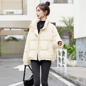 立领面包服女2025年冬季新款宽松休闲韩系通勤羽绒保暖加厚外套图片