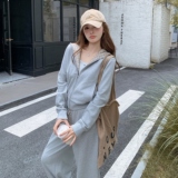 【新款流量好】灰色拼接格子卫衣休闲套装088-7755P185K258，女装套装/套裙，2C088