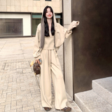 韩系休闲运动套装女2025秋季新款慵懒风开衫卫衣吊带阔腿裤三件套，女装套装/套裙，2C159