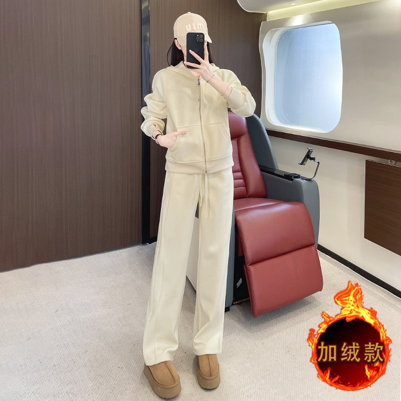 女秋冬季加绒休闲运动卫衣洋气两件套,女装套装/套裙,2C310