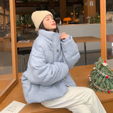 灰色面包服加厚保暖女设计感90白鸭绒宽松厚外套2263P305控458，女装羽绒服，2C166