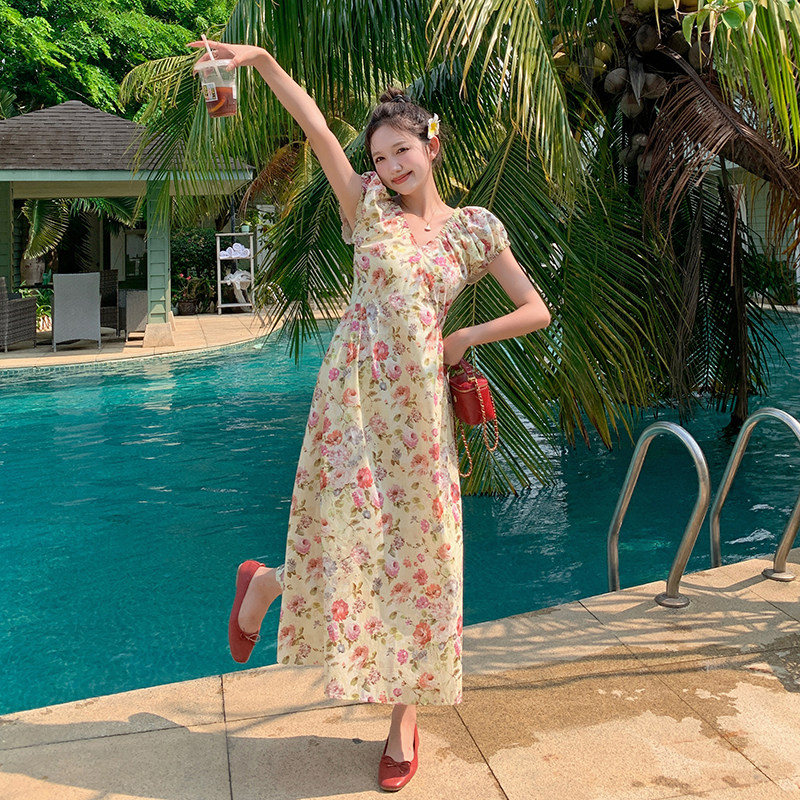 现货 海边花色连衣裙7608-P125-K188图片