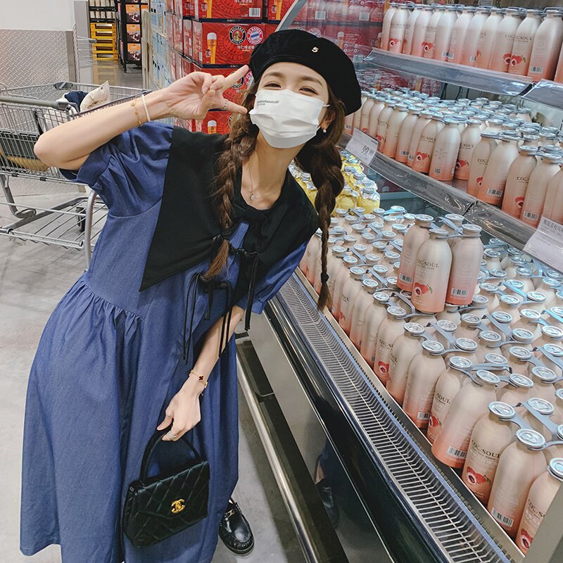 档口新中式盘扣！2026夏季复古牛仔连衣裙L666-P125K178,女装连衣裙,2C069