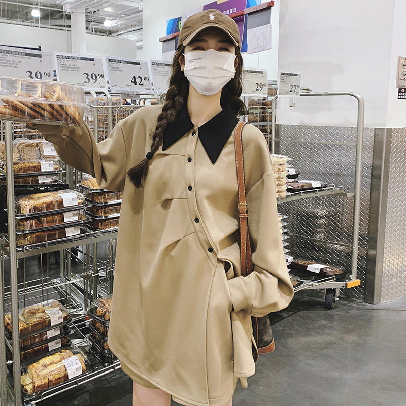 主推2026秋装太空棉加厚拼色衬衫套装1083-P145K198,女装套装/套裙,2C069