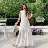法式超仙绝美网纱仙女连衣裙女夏季新款温柔系甜美减龄白月光长裙，女装连衣裙，2C212