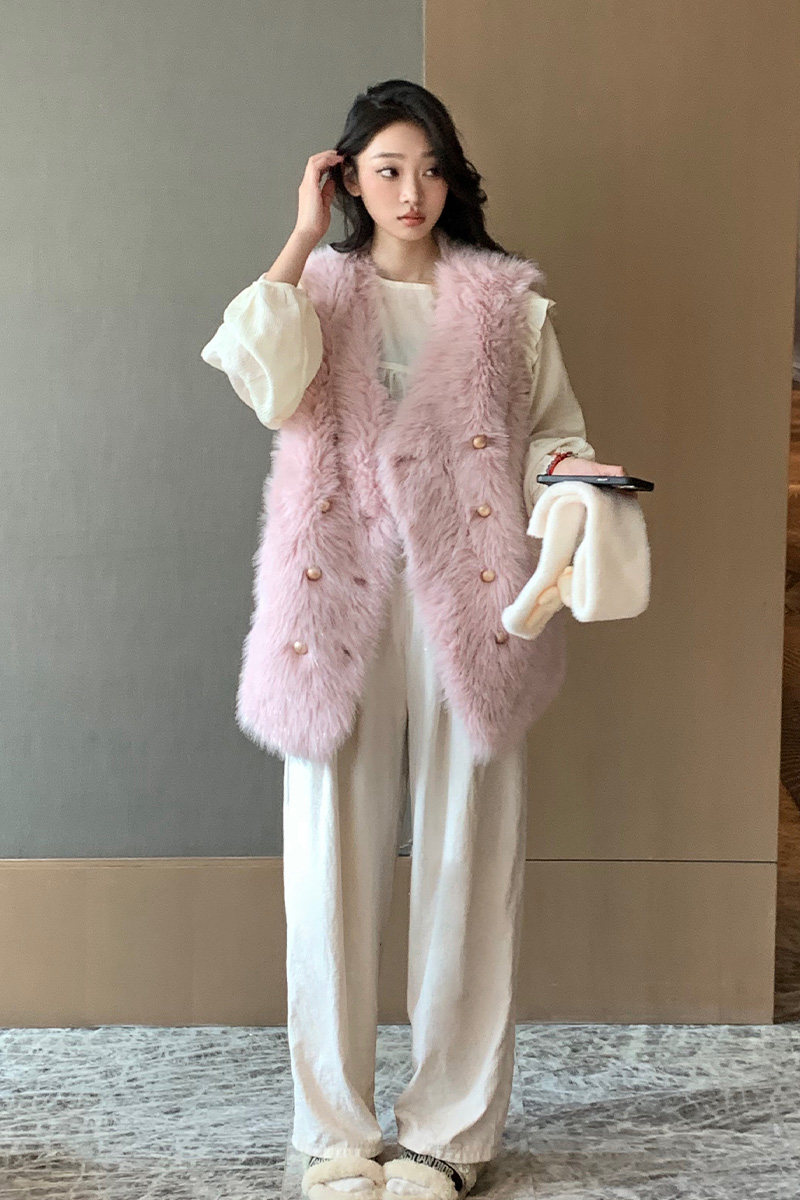 2024冬装新款亮丝皮毛一体仿狐狸毛环保毛严格不要低价售卖,女装皮草,2C091
