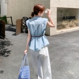 减龄无袖衬衫阔腿裤套装女夏2025新款大方得体穿搭两件套洋气时尚，女装套装/套裙，2C166