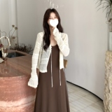 早秋新款气质百搭显瘦时尚套装女镂空针织开衫吊带裙两件套装，女装套装/套裙，2C166