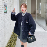 韩系颗粒绒外套女2025新款爆款秋冬宽松皮毛一体高级休闲毛绒大衣，女装短外套，2C217