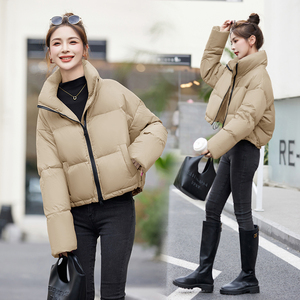 立领面包服女2025年冬季新款宽松休闲韩系通勤羽绒保暖加厚外套图片