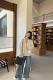 2025春季新款韩系复古条纹袖口翻领拉链短皮外套今年流行假两件女，女装短外套，2D146
