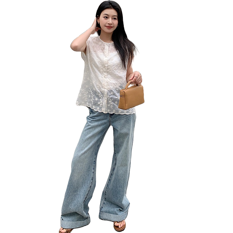 新款现货原创设计宽松型立体刺绣无袖小衫2C107-88003-P59-K99,女装背心吊带,2C107