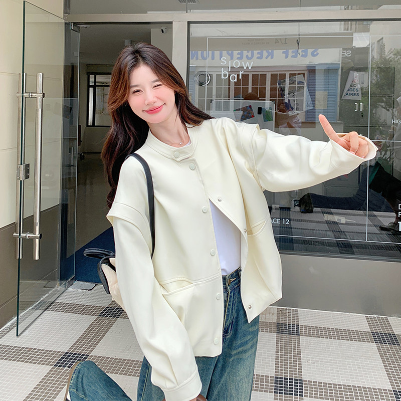新款现货乳白色休闲棒球服外套女2C052-6611-P135-K188,女装短外套,2C052