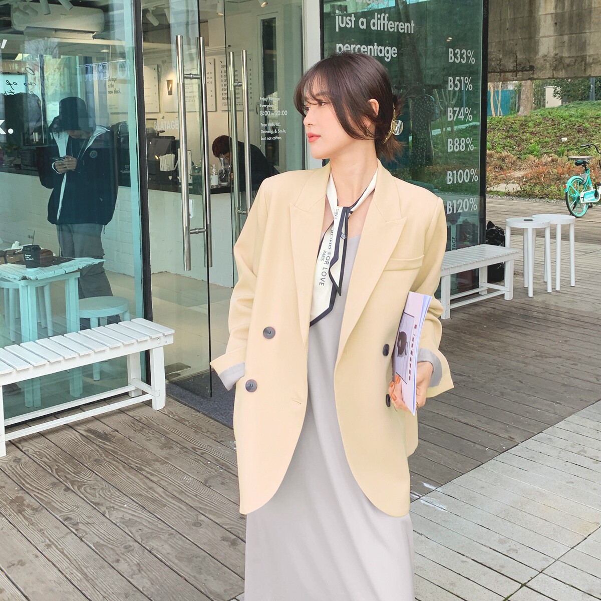 高级感休闲西装外套配吊带连衣裙女春秋2025年新款小西服,女装西装,2C137