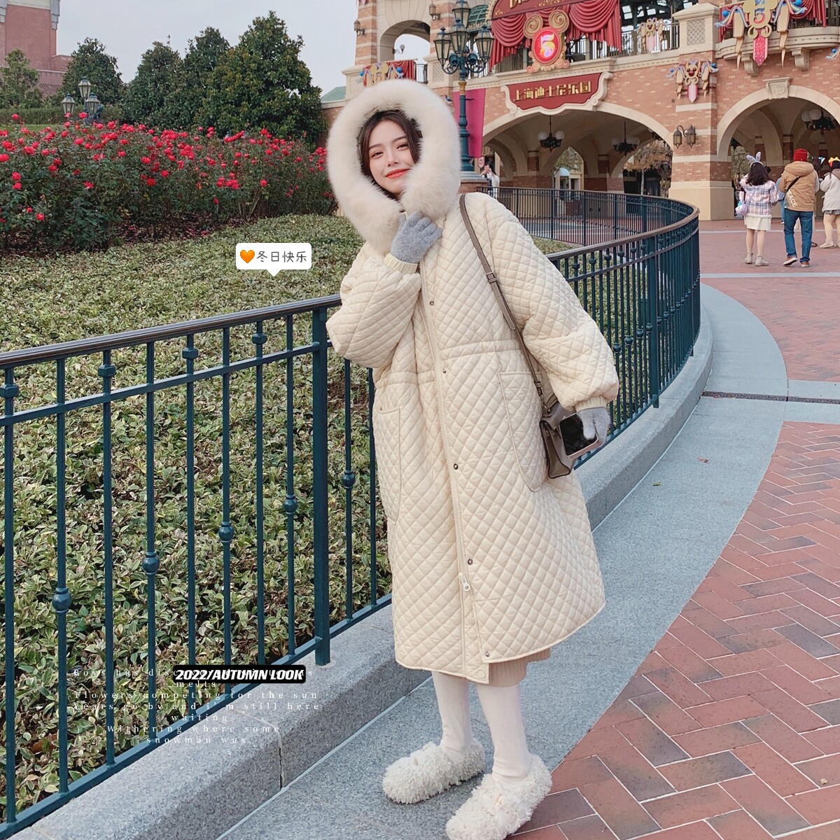 【主推现货】奶油泡芙抽绳收腰菱格白鸭绒羽绒服869-P295-k458,女装羽绒服,2C137