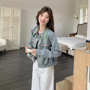 新品 复古拼接撞色牛仔小个子短款外套5858-P145-K208图片