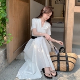 现货！现货！韩版气质V领连衣裙2C212-G98-P135-K188，女装连衣裙，2C212
