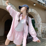 POLO领粉色防晒衣两件套女2025夏季薄款时尚甜美浪漫减龄显瘦套装，女装套装/套裙，2D148