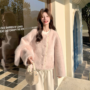 新品现货 仿兔毛皮毛一体外套（送毛领）2C285-2677-P220-K328图片