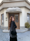 灰色复古设计感波点背心裙套装女2025年秋季新款气质连衣裙两件套，女装套装/套裙，2D034