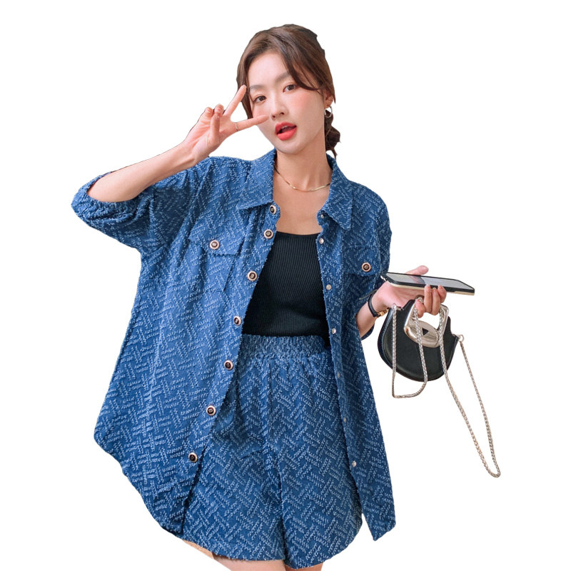 新品大货出夏季薄款牛仔衬衫两件套2C032820P130K188,女装套装/套裙,2C032