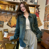 港风复古时尚牛仔衬衫外套女2025春秋季新款韩版宽松显瘦减龄上衣，女装衬衫，2C220