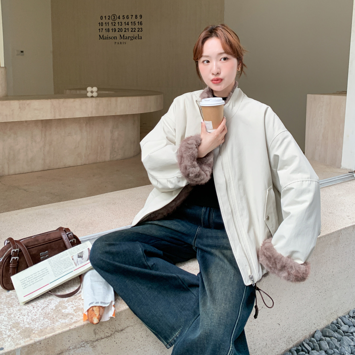 小众设计感两面穿棉服女冬季短款小个子韩版加厚羊羔毛保暖外套,女装派克服,2C166