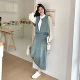时尚牛仔小香风套装女2025春秋新款洋气减龄马甲小衫阔腿裤两件套，女装套装/套裙，2D078