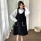 现货:春装新款黑色背带裙＋白衬衫两件套装裙2C135-6870P145K228，女装套装/套裙，2C135