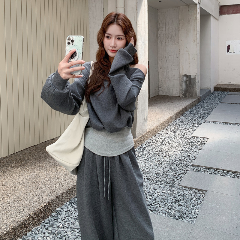新款！！漏肩卫衣套装2C203-5528-P185-K278,女装套装/套裙,2C203