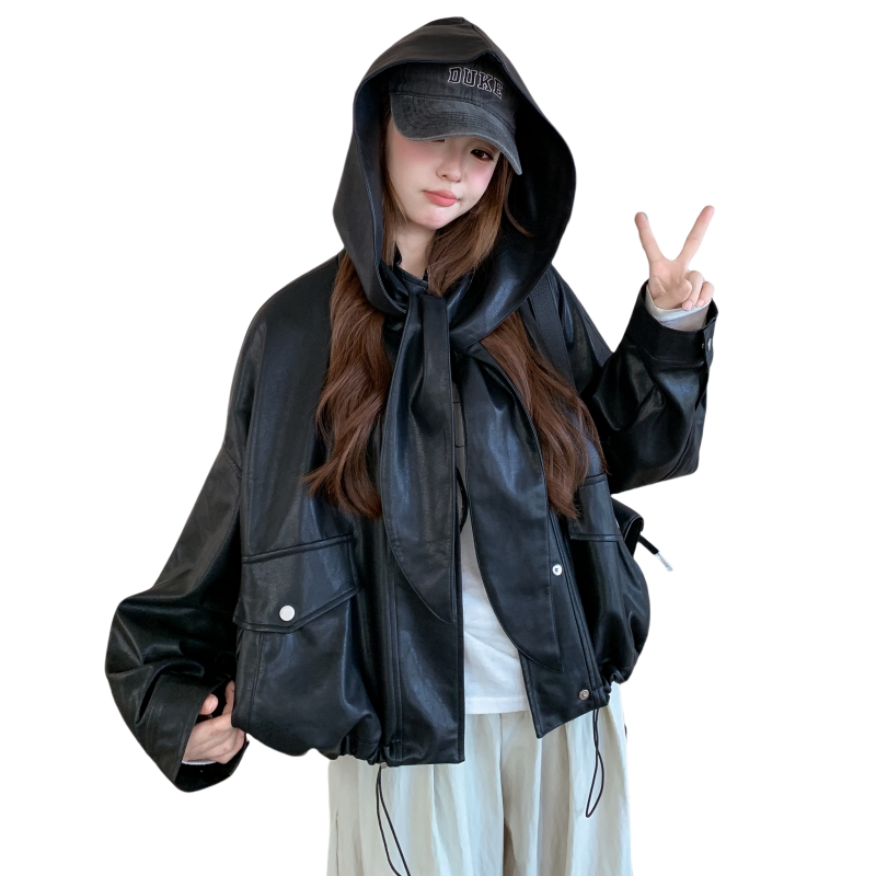 2025秋季新款皮衣短款帽子可卸RF2C290-6869#-P185-K275,女装皮衣,2C290