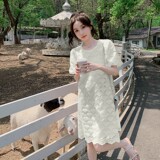 现货主推款小香风时尚气质镂空刺绣蕾丝连衣裙P110K158，女装连衣裙，2C029