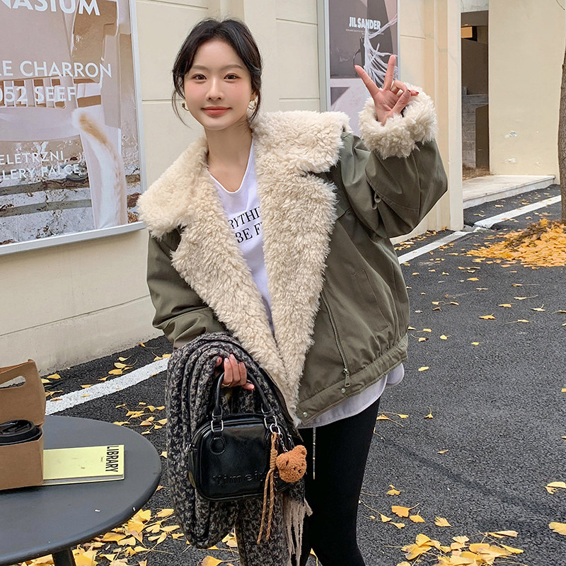 现货 羊卷毛拼接派克服外套加厚羽绒服内胆5836-P235-K348图片