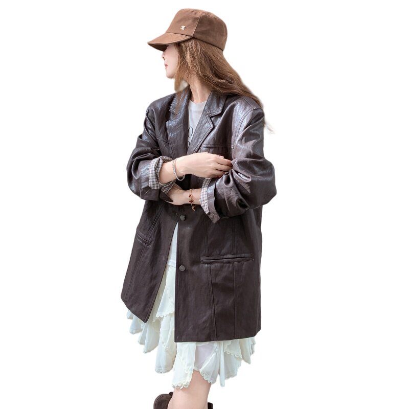 减龄黑色复古皮衣外套女秋季2025新款显瘦PU夹克机车服爆款高级感,女装皮衣,2C291