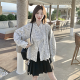 高级感复古印花夹克外套女2025年春季新款韩版宽松小个子短款上衣，女装短外套，2C135