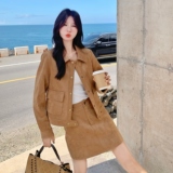 美拉德卡其色夹克外套半身裙套装两件套女2025春秋新款韩系小个子，女装套装/套裙，2C271