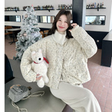 法式温柔风碎花立领短款羽绒服女2026冬季新款加厚保暖面包服外套，女装羽绒服，2C166