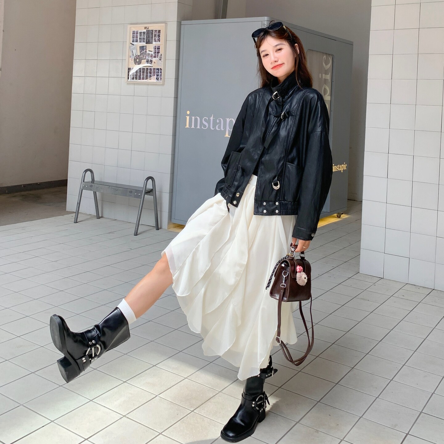 韩版短款立领显瘦PU皮衣外套女2025春秋季新款复古酷飒风机车夹克图片