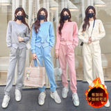 女春季新款韩系圆领订扣设计感卫衣束脚裤两件套，女装套装/套裙，2C310